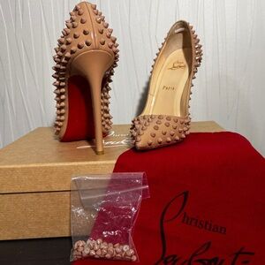 Christian Louboutin Nude Spiked Heels